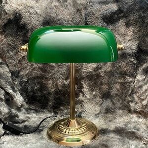 Vintage Green Glass Banker's Lamp